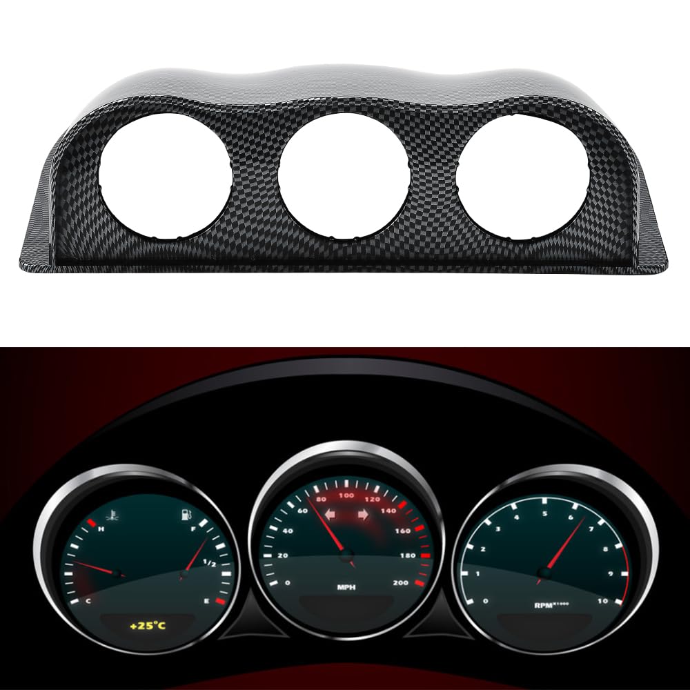 52mm/2in 3 Hole Dome Lip Dashboard Pod Mount Bracket ABS Plastic Universal Triple Dash Gauge Console Pod Fit for Muscle, Manual Cars, Sports Models