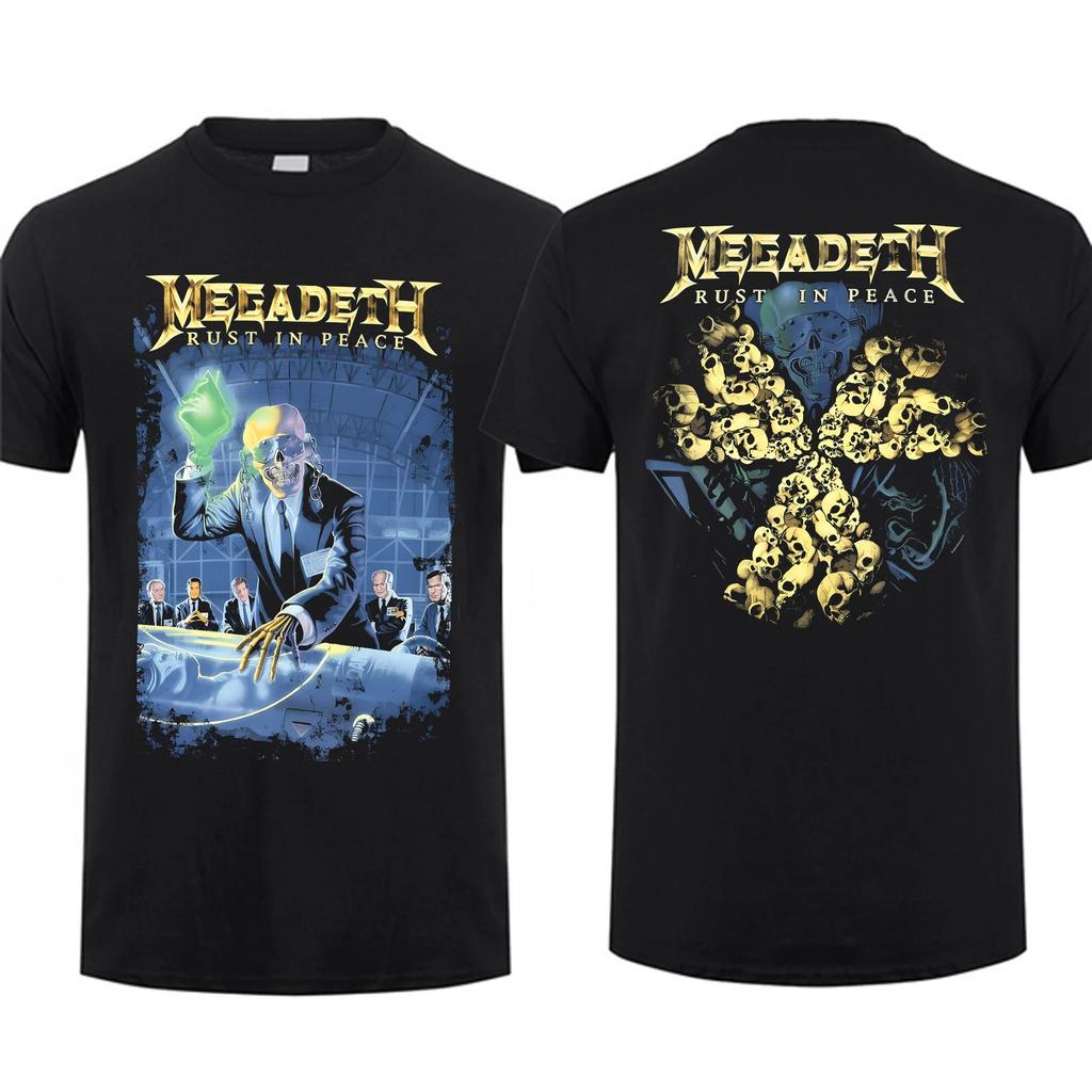 Streetwear T Shirt MEGADETH Rock Print Cotton Tee Short Sleeve Men's T Shirt Hip Hop Vintage Rock Fans Clothing Tops