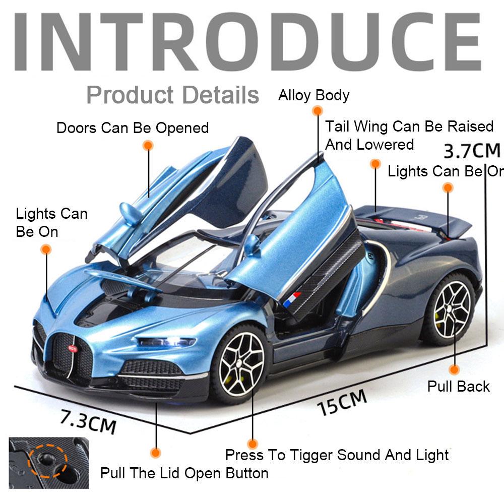 1:32 Scale Atlantic Tourbillon Car Model Toy Metal Body Wheel Steering Shock Absorption Supercar Models for Kids Presents