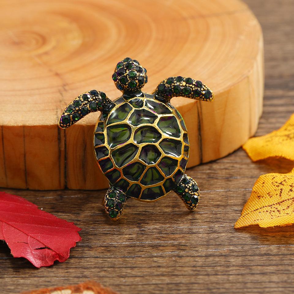 Trendy Green Enamel Turtle Brooches For Women Minimalist Classic Metal Animal Brooch Pins Fashion Jewelry Gifts