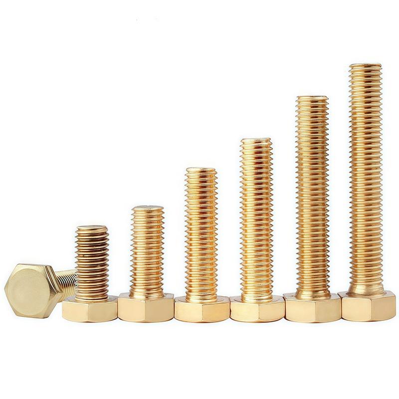1-30pcs Brass Hex Screws M3 M4 M5 M6 M8 M10 M12 Length 6mm-100mm Metric Thread External Hexagonal External Copper Bolts