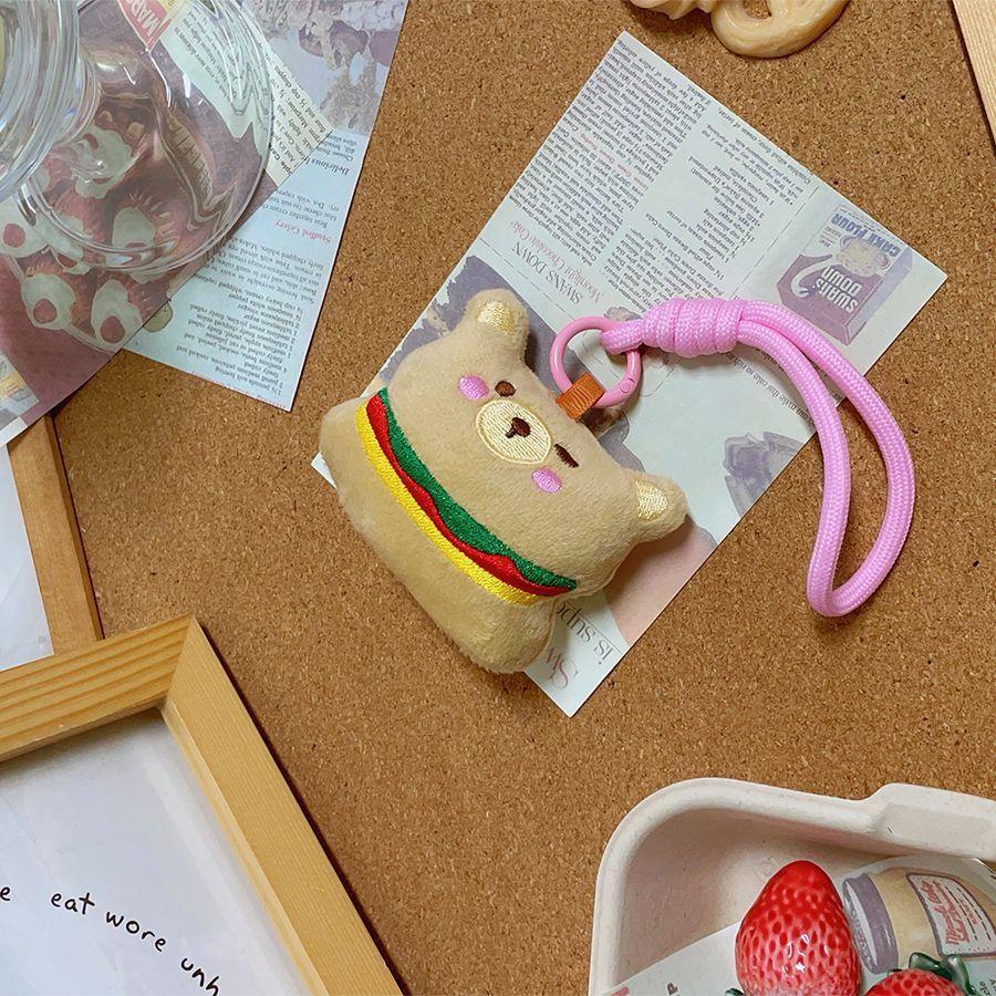 Plush Food Bear Keychain With Short Pile Fabric For Couples And Gift Giving