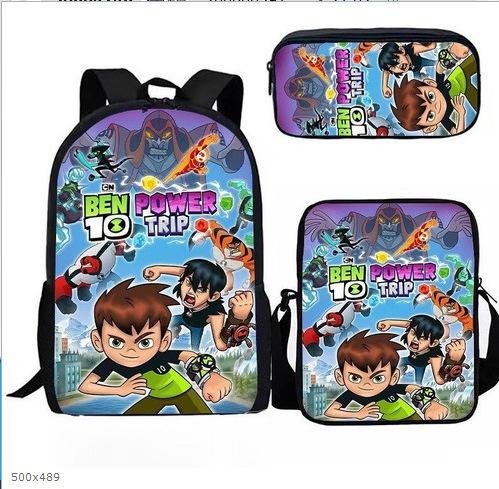 Less Hacker Backpack Ben10 Student Backpack Anime Cartoon Backpack Satchel Pencil Case Shoulder bag