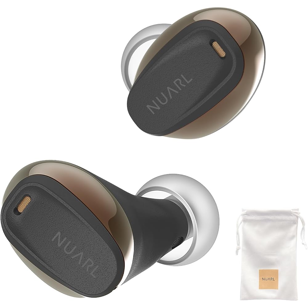 Nuaral Mini3 Wireless Earbuds Noise Cancelling Multi-Point Bluetooth Low Latency Gaming Mode IPX4 Waterproof Black Gold