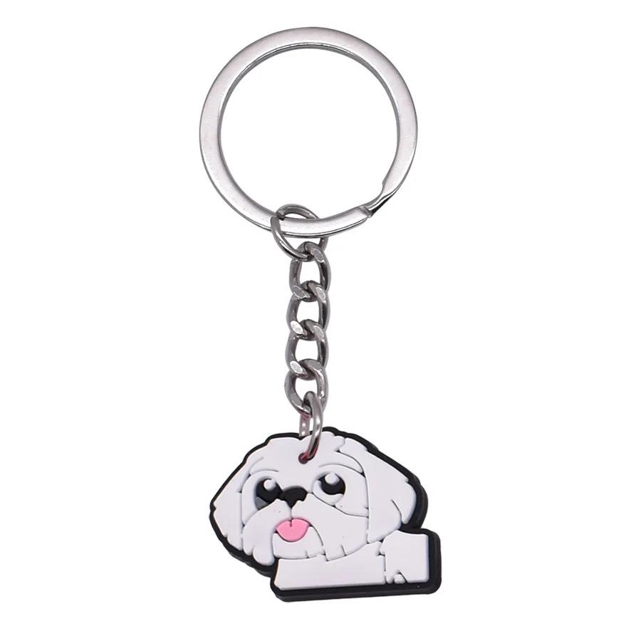 New Arrival Adorable Pet Dogs PVC Soft Keychains Bag Hanging Pendant Car Keyrings Animals Key Chains Accessories Wholesale Gift