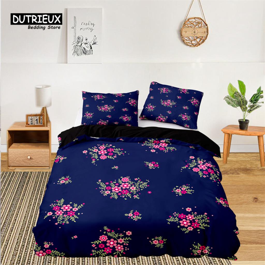 Soft Floral Bedding Set For Kids Girls Adults Leaves Flowers Branch Print Duvet Cover Set Quilt Cover Pillowcases Bedroom Decor