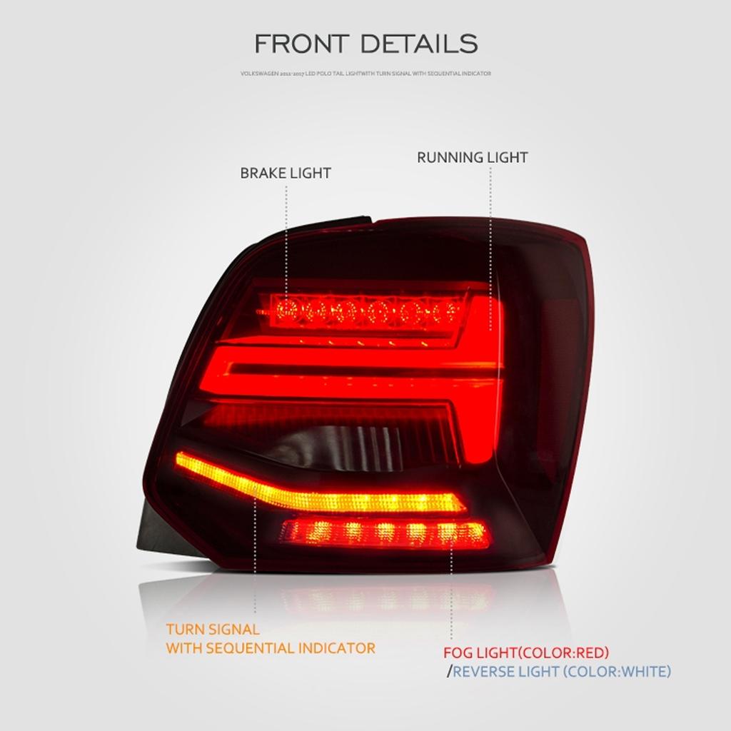 2PCS Left Handle Drive LED Taillights ABS PMMA Dynamic Turn Signal Back Lamp Fit for 6R / 6C / 61 2011‑2017