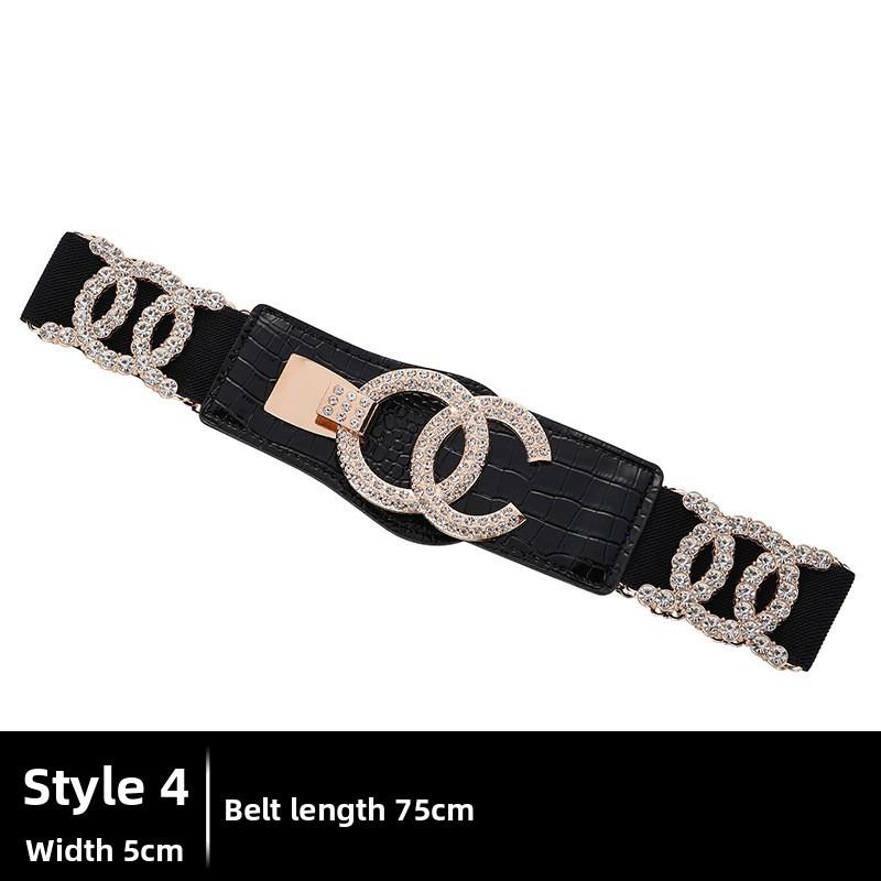 Stylish Womens Wide Crystal Belt With Alloy Buckle For Dress Fashion Accessory