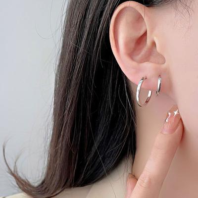 Glossy Plain Ring Earbuds Simple and Versatile Daily Commuter Style Light Luxury Earring Earring Earrings