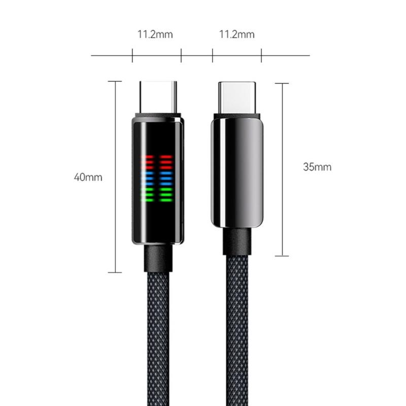 240W Fast Speed Charging Cable Cord Double USB C PD Port Dynamic Intelligent LED Power Indicator Zinc Alloy Construction