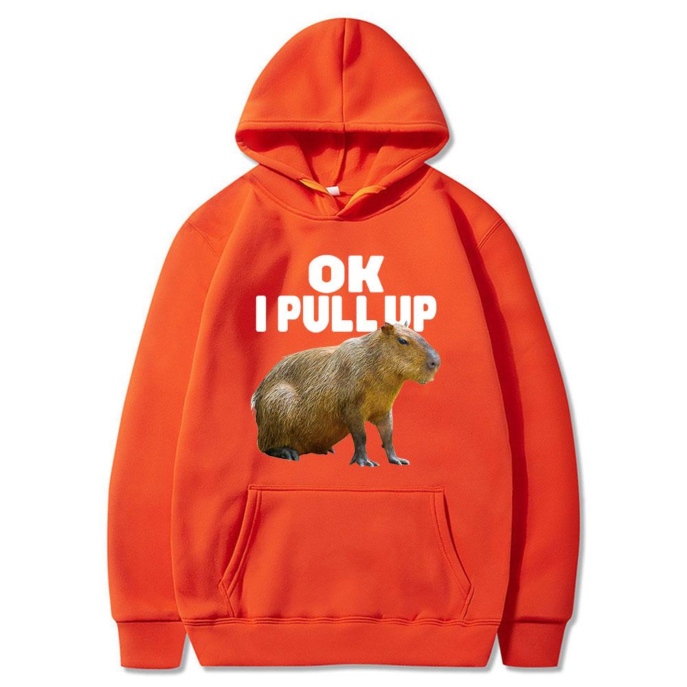 Ok I Pull Up Capybara Felpa con cappuccio con stampa grafica Felpe con cappuccio vintage casual alla moda unisex Pullover gotici Harajuku Streetwear
