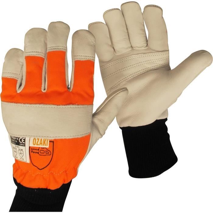 Greenstar - Gants Tronçonneuse - Gants Demi-Saison Spécial Travaux de Tronçonnage - Protection Dos de la Main Gauche - Taille 10