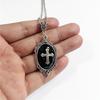 Gothic Vampire Cross Cameo Crystal Pendant Necklace
