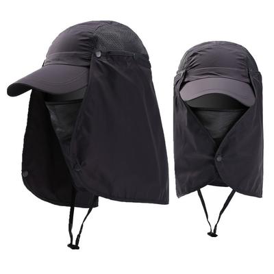 Summer Outdoor Sun Protection Hat UV Protection Fishing Cap Detachable Breathable Quick Dry Bucket Hat with Neck Flap for Men Women