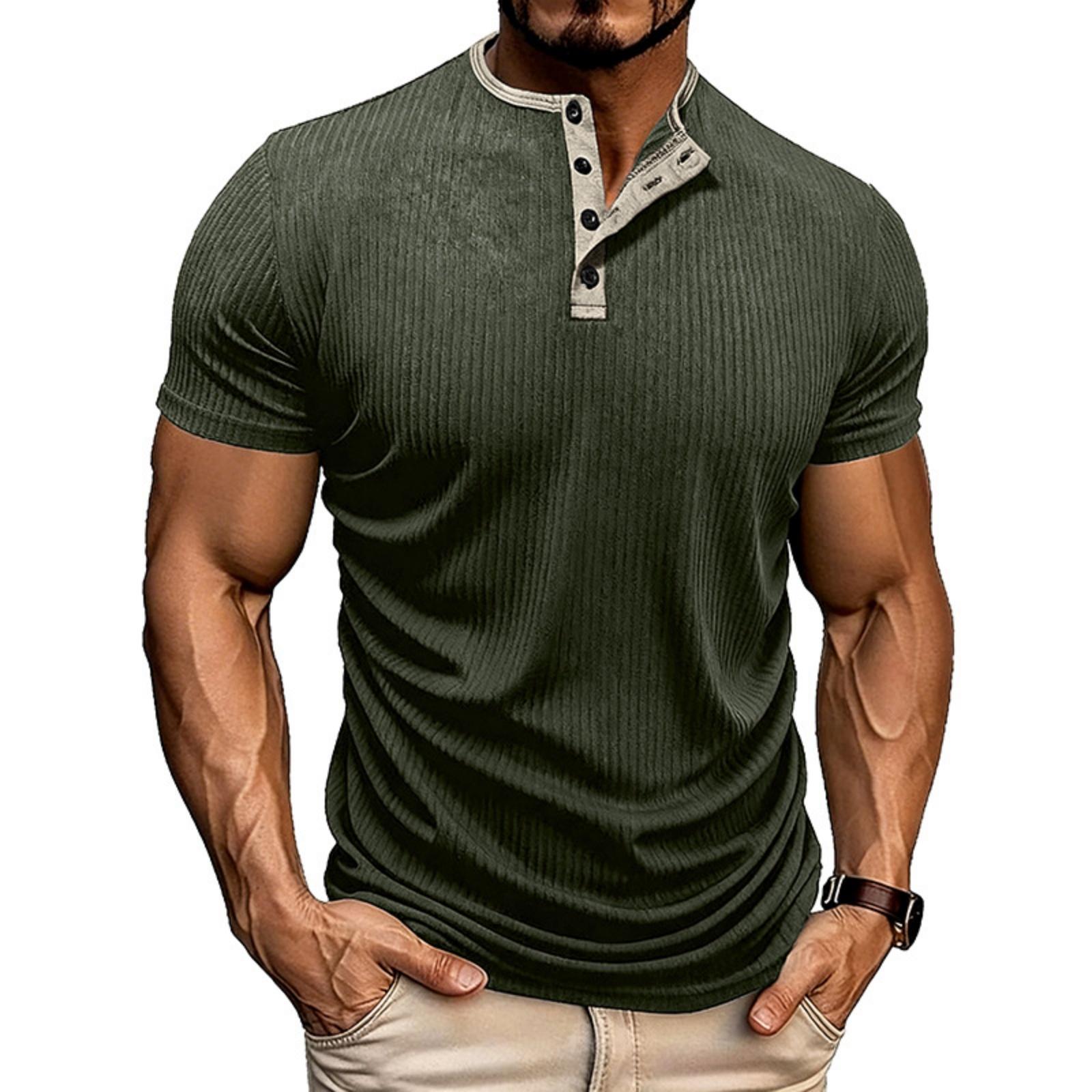 

Men s Casual Stylish Textured Knitted Top - Men s Stretch Golf Sport Breathable Short-sleeved Shirt L армия зеленый