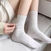 24 Spring And Summer Thin Socks Women'S Strips Vertical Pattern Medium Tube Stacking Socks Japanese Solid Color Versatile Straight Plate Women'S Socks