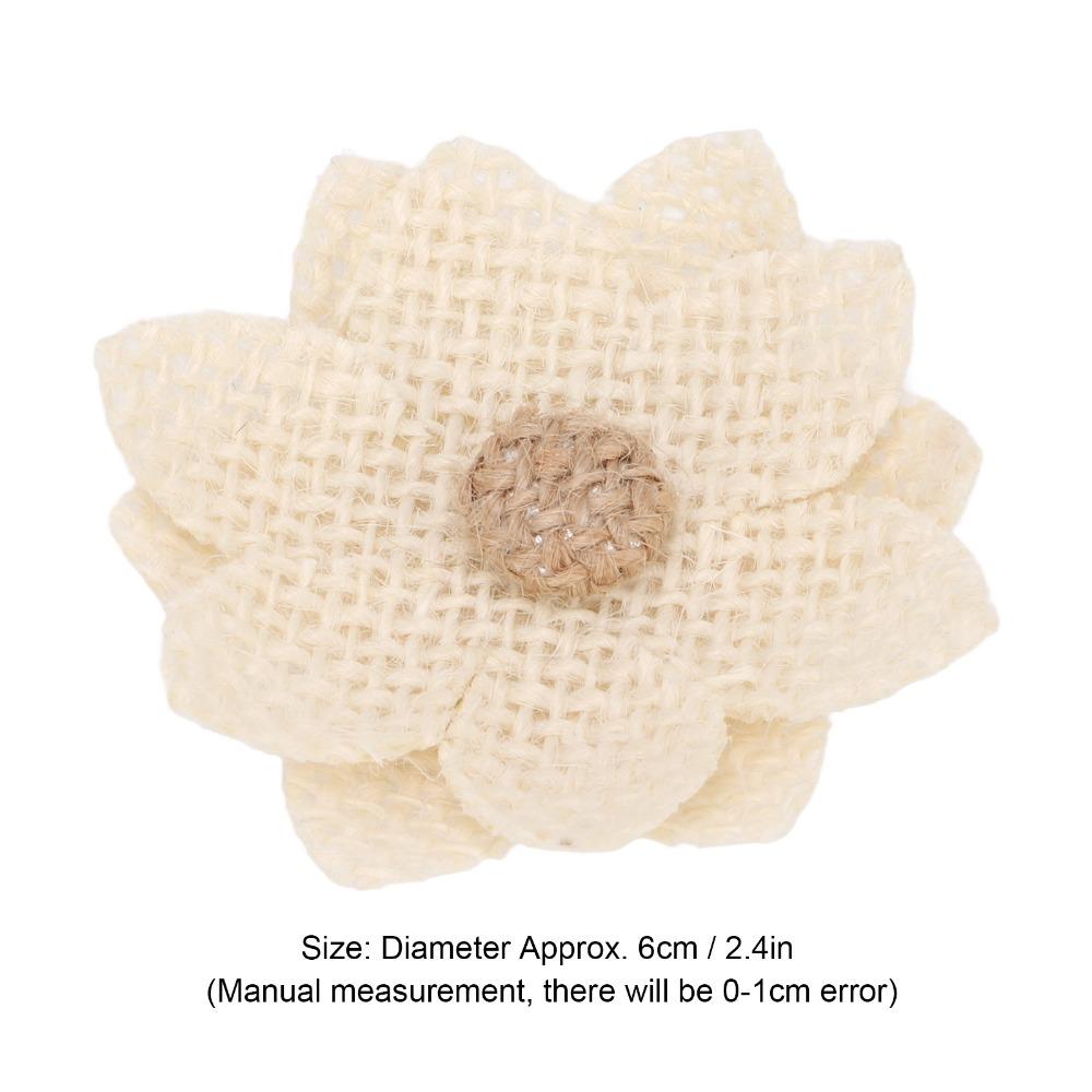 6pcs Flatback Fabric Flowers Cream-Coloured Hand Crafted Flowers Party Decorations