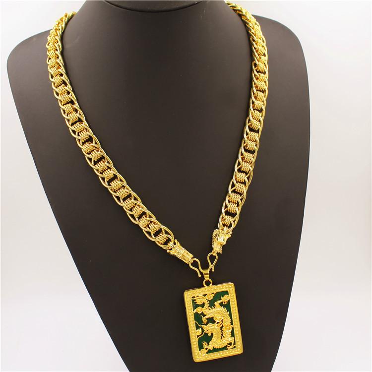 Luxurious 9999 24K real gold men's necklace Guan Gong Guanyin faucet pendant domineering fashion accessories