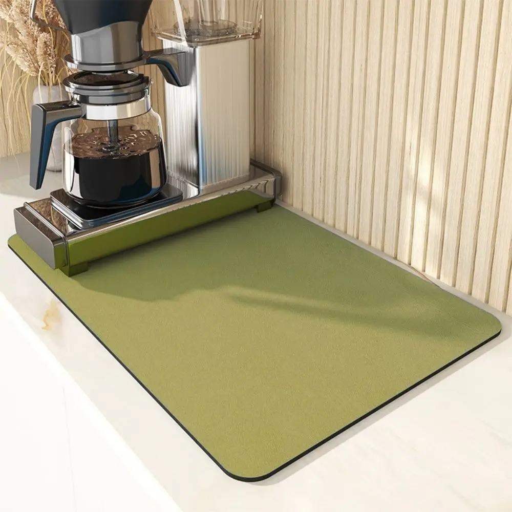 Home Kitchen Soft Diatomite Absorbent Pad Quick-Drying Draining Mat Desktop Dish Drying Mat Coffee Machines Table Dish Cup Mat