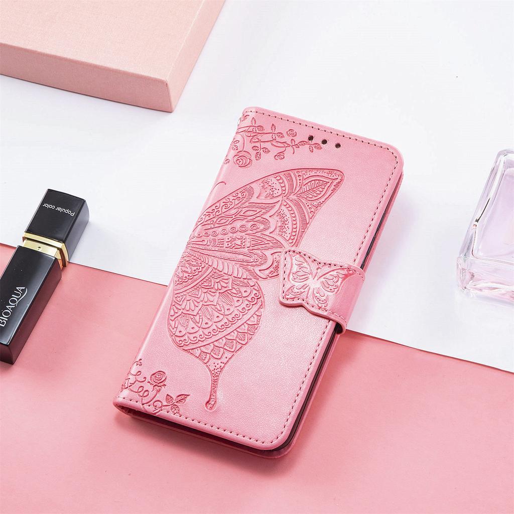 For T-Mobile REVVL 7 Case Butterfly Flower Leather Phone Cover Stand Credit Card Holder