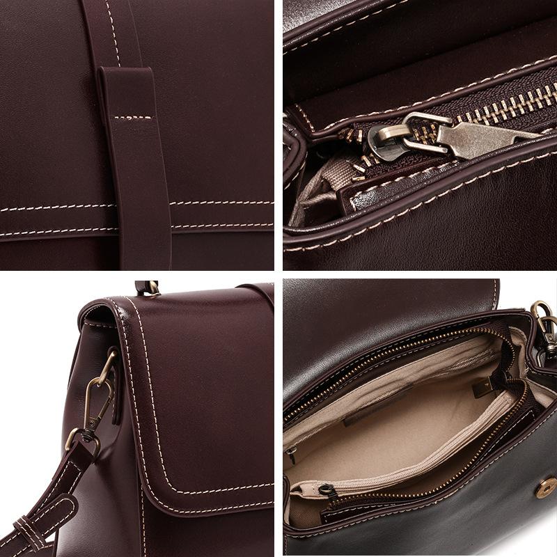 Vintage High-end Cowhide Small Square Bag, New Hot Selling Women's Bag, Handbag, Versatile Commuting Shoulder Crossbody Bag