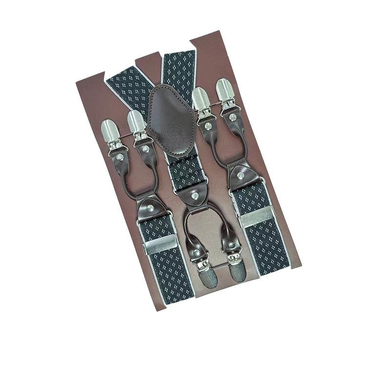 6 Clips Men'S Suspender Belt, Strap Thickened Elastic Belt, High-Quality Hardware Accessories