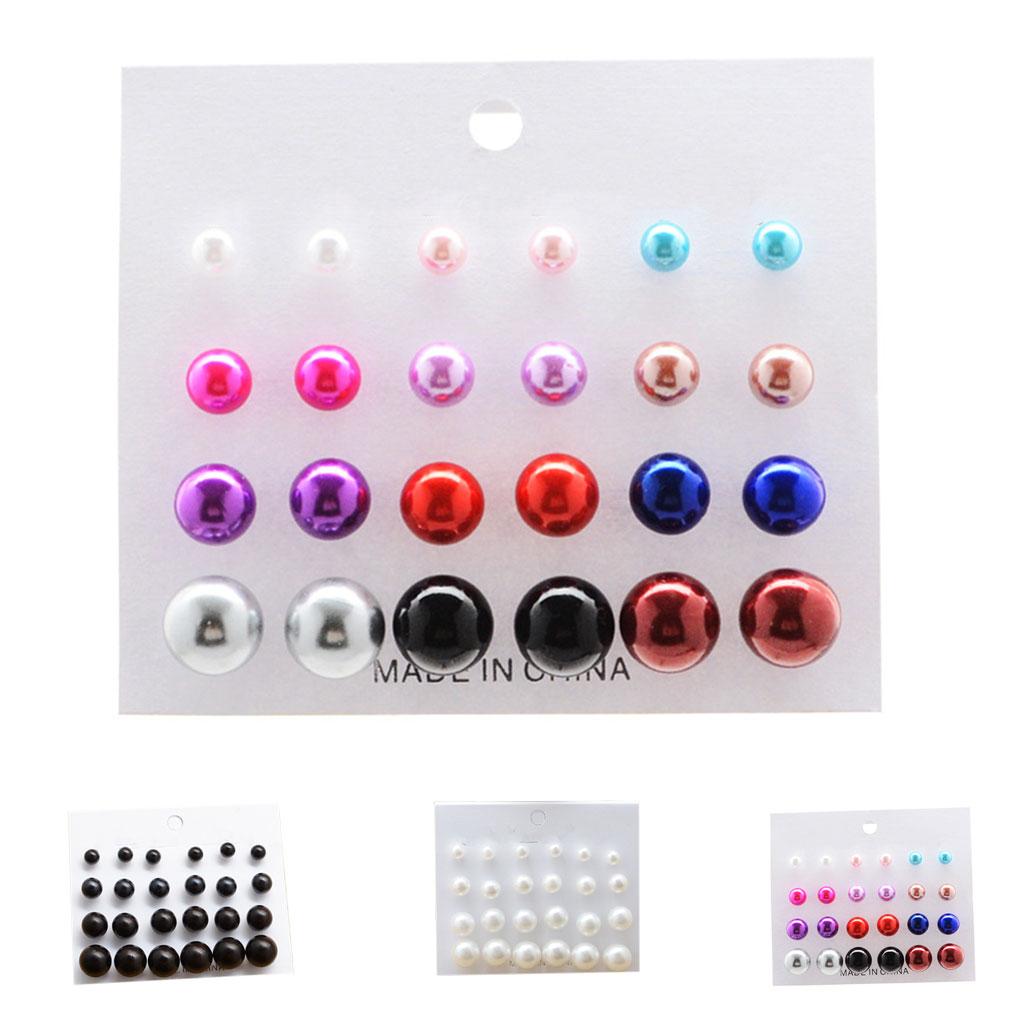 12 Pair/Set Bohemian Women Pearl Earrings Kit Girl Wedding Prom Party Ear Rings Simple Vintage Ear Studs