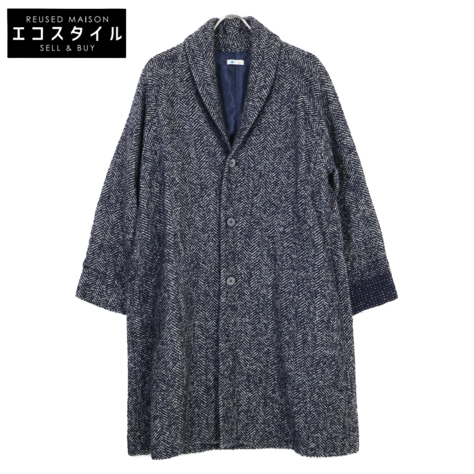 

vm VFCO-9640D Gray Herringbone Chesterfield Coat Jacket O NavyUsed