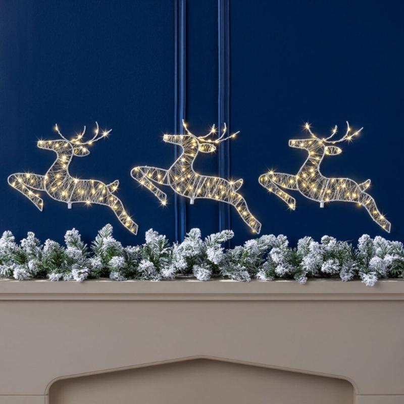 Christmas Deer Yard Ornaments Outdoor Iron Reindeer Silhouetted Pathway Light For Lawn Garden Decoration