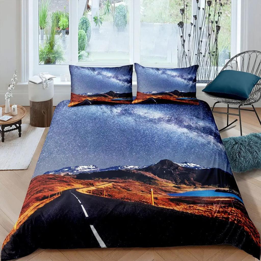 Dálniční povlečení Tornado Blesk Ložní souprava Katastrofa Královna King 2/3 ks Polyesterový povlak na přikrývku pro dospělé Chlapce Náctileté