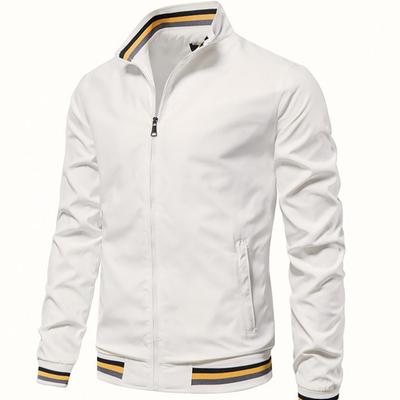 Veste Décontractée à Col Montant Zippée pour Homme Automne et Hiver Manteau de Sport d'Extérieur Coupe-vent pour Homme Bomber Imperméable