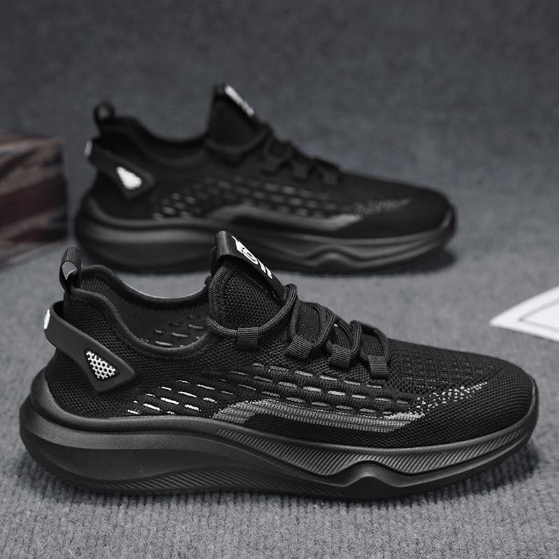 

Men s shoes mesh summer breathable thin fly-woven sports shoes youth casual running wear-resistant Putian coconut tide shoes 44 чорний