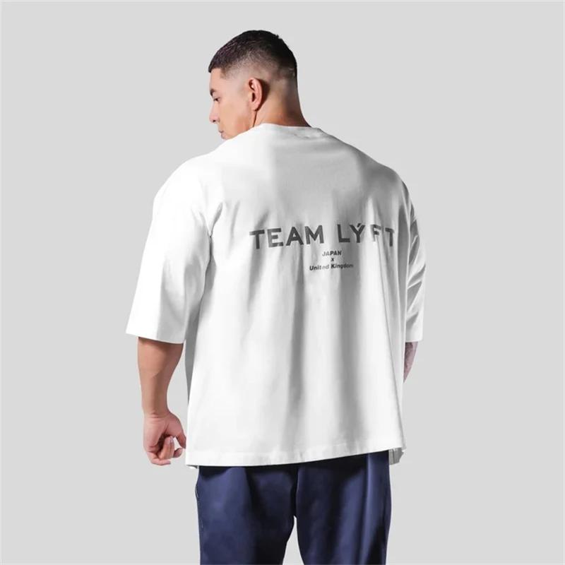 

TEAM LYFT Silver Letter Logo Print Comfortable Cotton Men GYM TShirt ONeck Short Sleeve T Shirt S4XL Man Tshirts Tops Tees 4XL