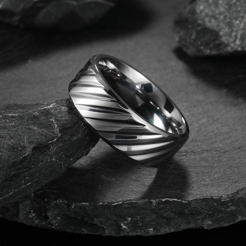 Cross-Border Foreign Trade European and American New Titanium Steel Men's Ring Twill Fashion Simple Stainless Steel Finger Ring Jewelry