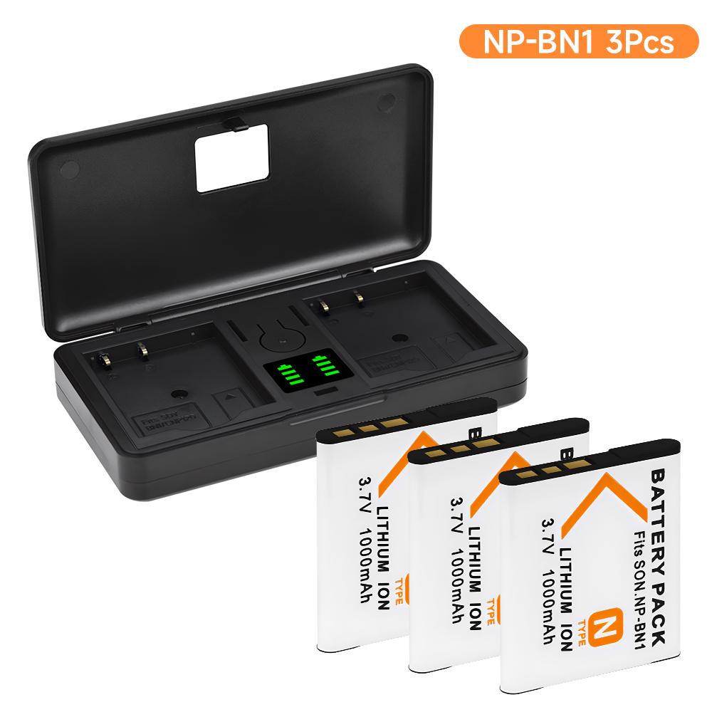 PALO 1000mAH NP BN1 NP-BN1 Battery Np Bn1 Camera Batteries + LCD Charger Case For Sony Cyber-shot DSC-QX10 TX100 TX300 W730