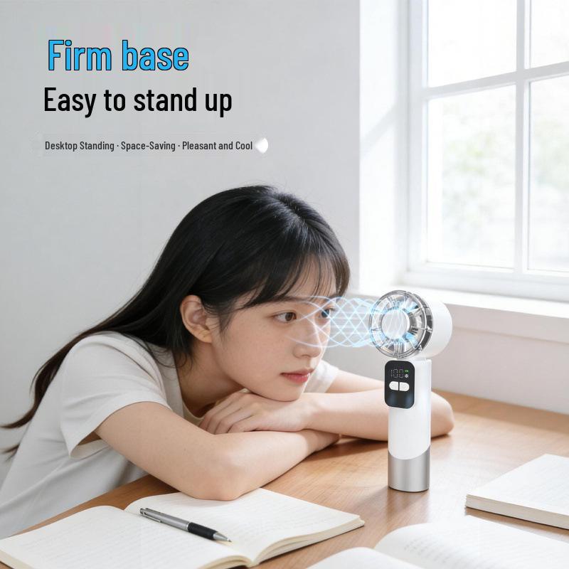 Portable Silent Handheld/Desktop Fan – Long Battery Life for Office or Outdoor Use