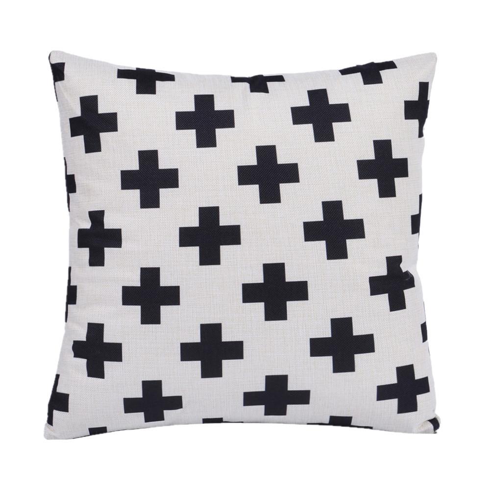 45x45cm Classical Geometric Plaid Cushion Cover Cotton Linen Home Living Room Bedroom Throw Pillow Case