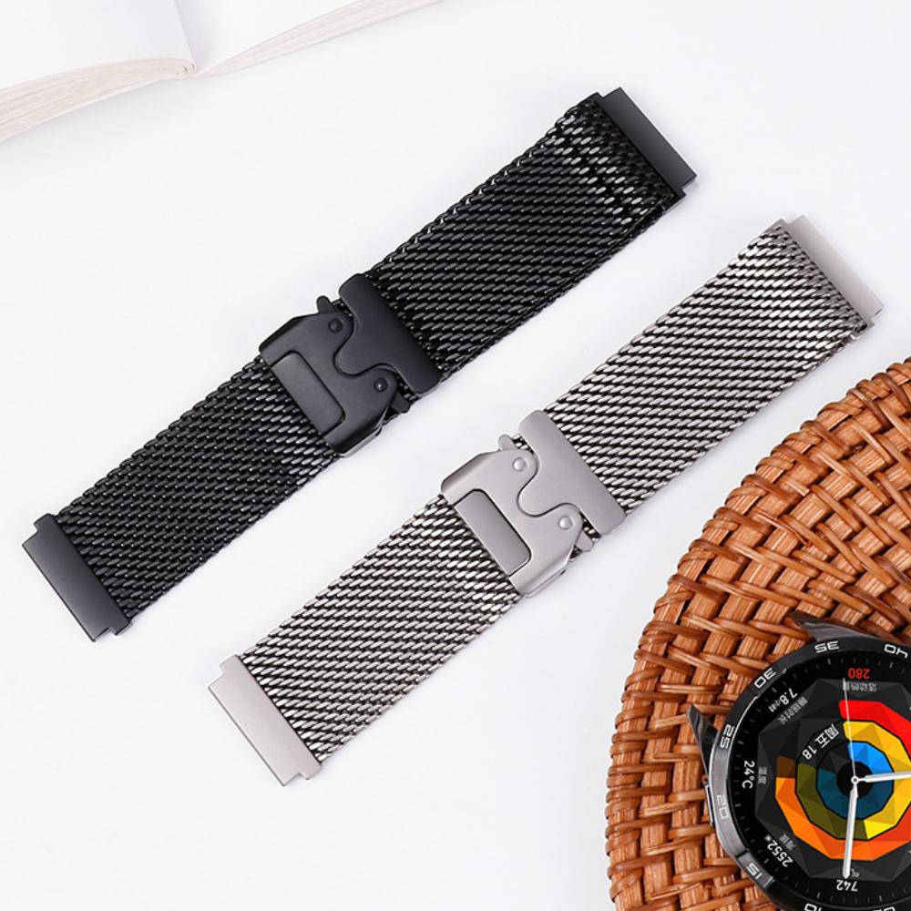 20mm 22mm Titanium Parachute Buckle Strap for Huawei Watch GT5 5Pro GT4 3 2e 46mm Luxury Milanese Bracelet for Samsung Galaxy Watch 7 6 5 4 Metal Band