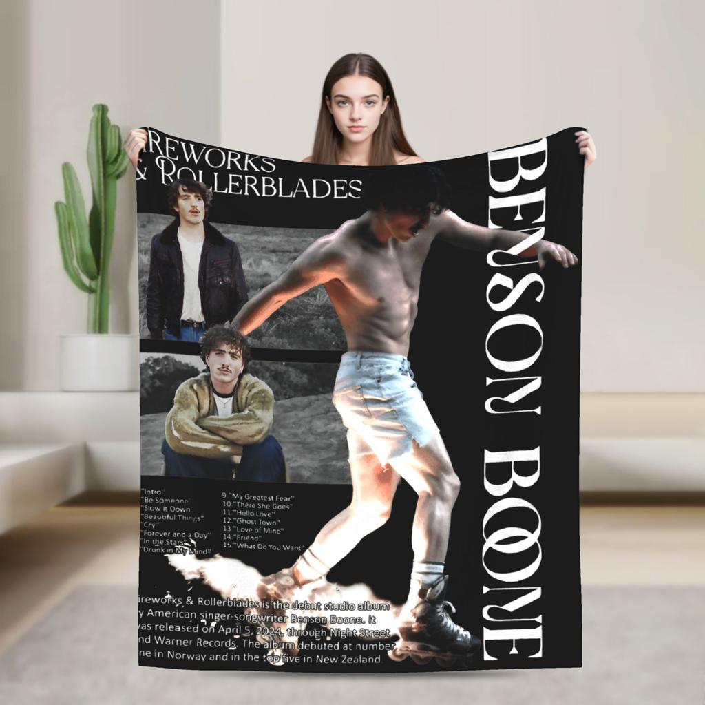 Benson Boone Tour Blankets  Flannel Novelty Warm Throw Blanket for Bed Sofa Textile Decor