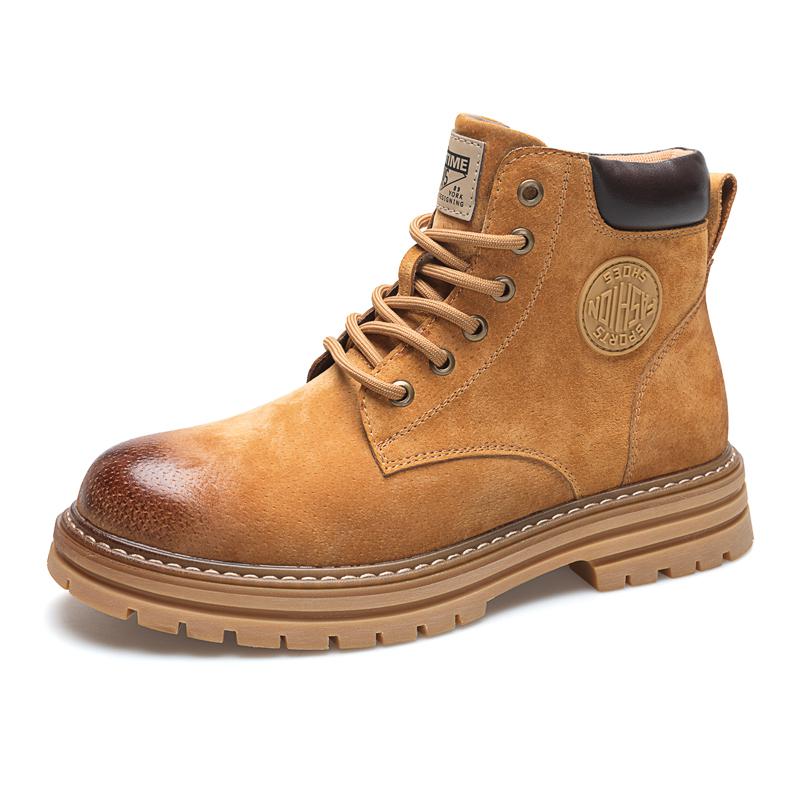 

Winter High Top Boots Man Outdoor Work Shoes Anti Slip Comfortable Yellow Boots Men Shoes Thick Sole Boot Casual Leather Boots 39 жовтий