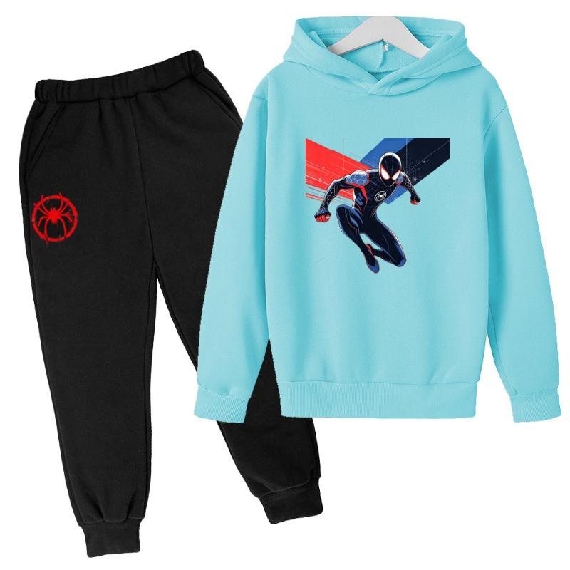 Roupas Infantis Inverno Primavera Moletons com Capuz Masculinos para Meninos (3-13 Anos)Conjuntos Esportivos de Anime Roupas Infantis Blusas+Calças