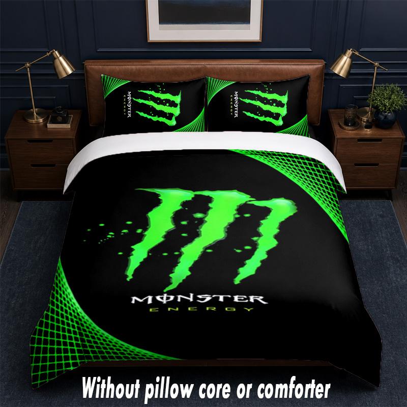 Set Biancheria da Letto Design Monster Energy 1 Copripiumino + 2 Federe Morbido Traspirante Biancheria da Letto per la Casa