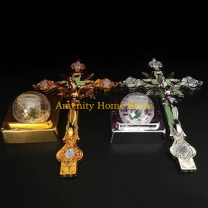 F26C Church Relics Figurines Night Light Crucifix Jesus Christ for Cross Catholic Ant