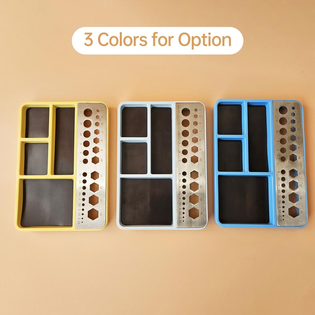Magnetic Parts Tray RC Repair Screw Socket Organizer Durable Large Space for Round and Hexagonal Nuts Drills Nails and Washers Tool Box Drawer