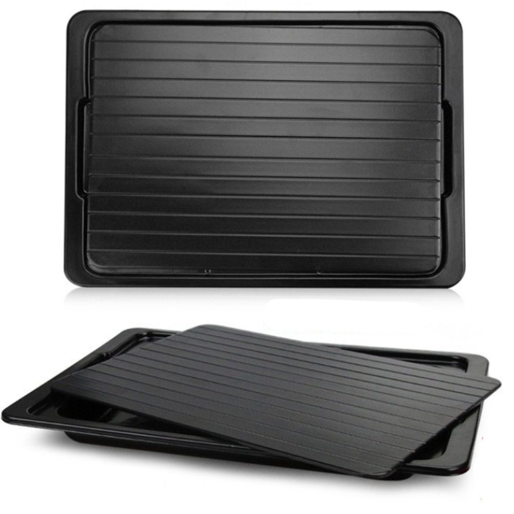 Black Fast Defrosting Tray Aluminum Meat Thaw Frozen Board Thawing Plate Restaurants