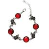 Red Ruby Rose Pendant Bracelet - Cute Floral Valentine's Day Jewelry