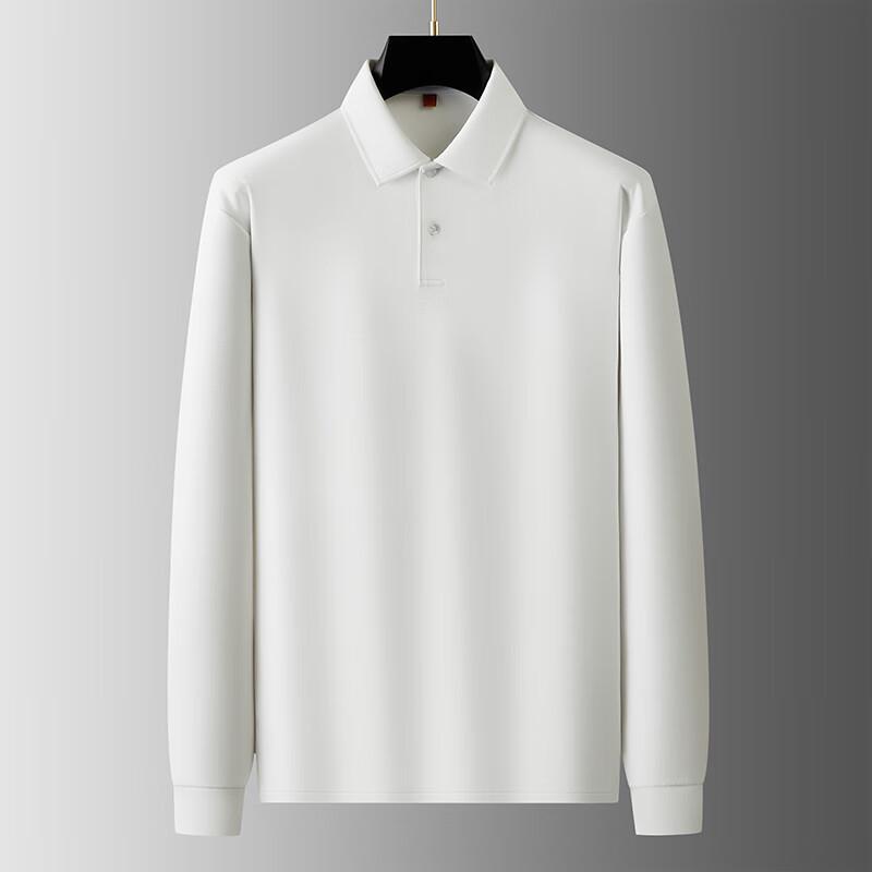 Plus Size Men's Solid Long Sleeve Polo Shirt