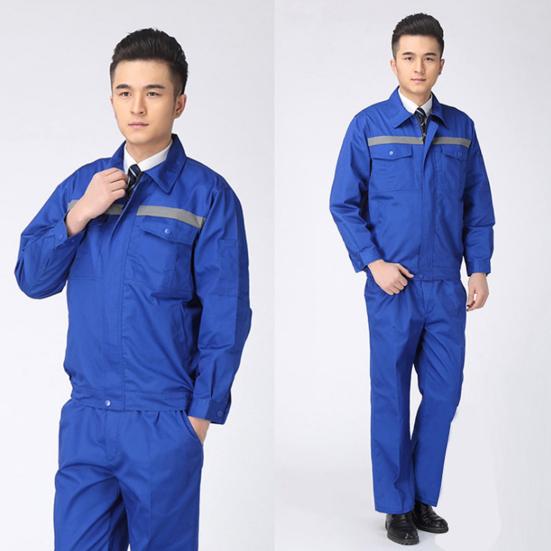 1 Set Men Coat Pants Reflective Solid Color Two Piece Set Autumn Welding Suit Auto Car Repairmen Workshop Mechanic Clothing