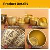 Wealth Attracting Pure Brass Cornucopia Polished Auspicious Baifu Rice Cylinder Desktop Ornament 95mm Feng Shui Bowl Office Desk