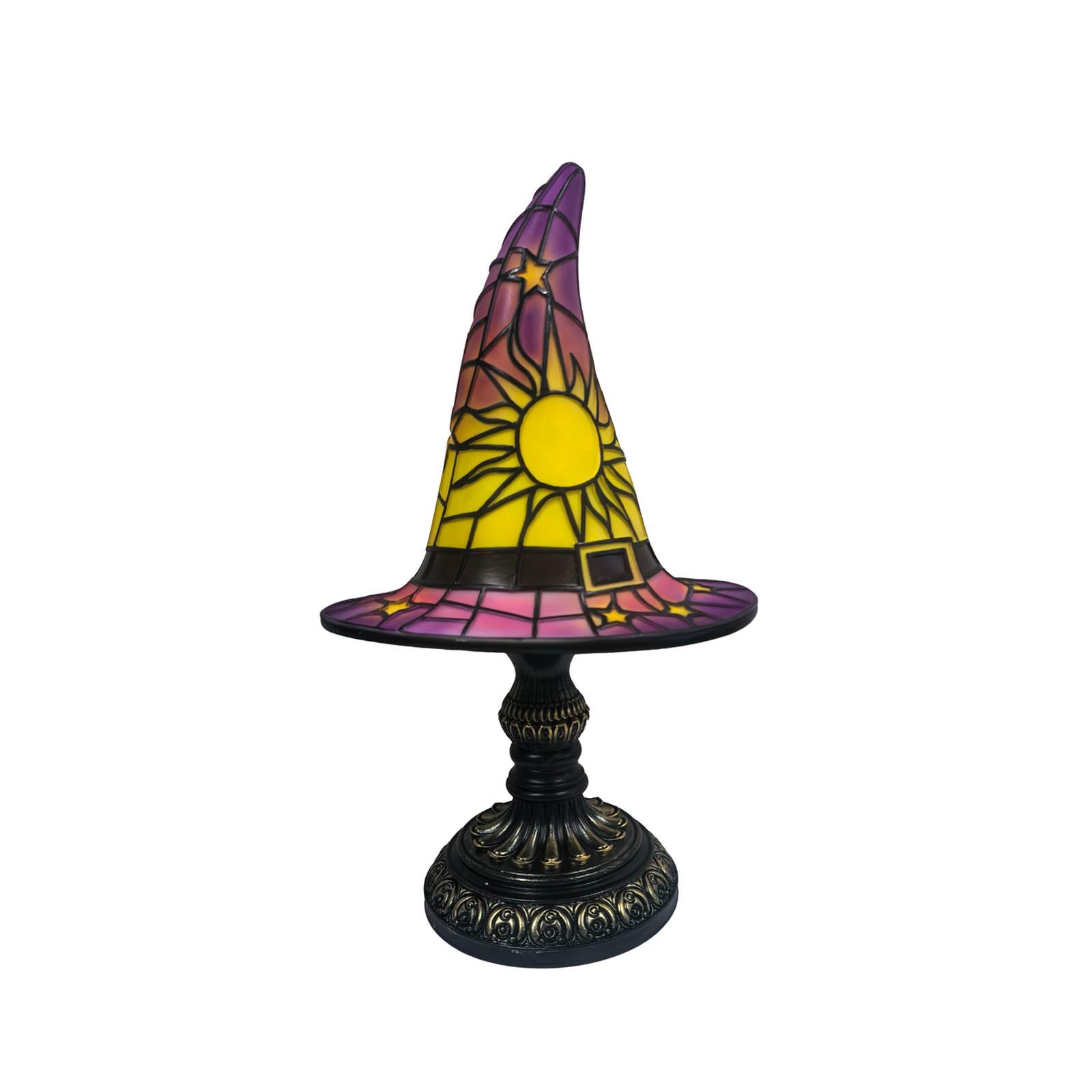 Halloween Witch Lamp Handcrafted Gothic Small Stained Glass Witch Figurine With Warm Light Desktop Standing Night Light For Home Shelf Mantel Decor – Buy At Low Prices In The Online Store